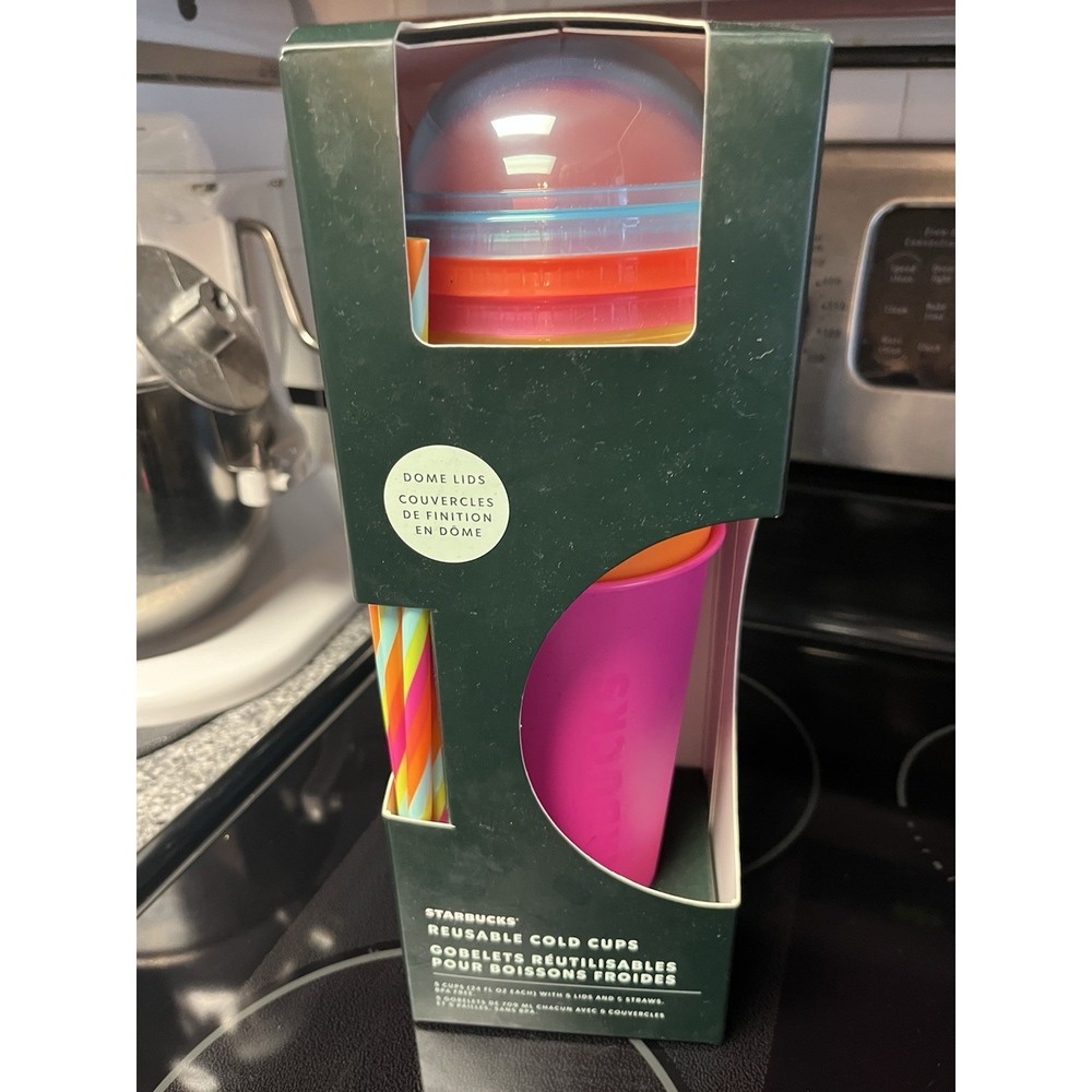Starbucks Reusable Hot‎ Cups Bright Neon Summer Colors ~new~